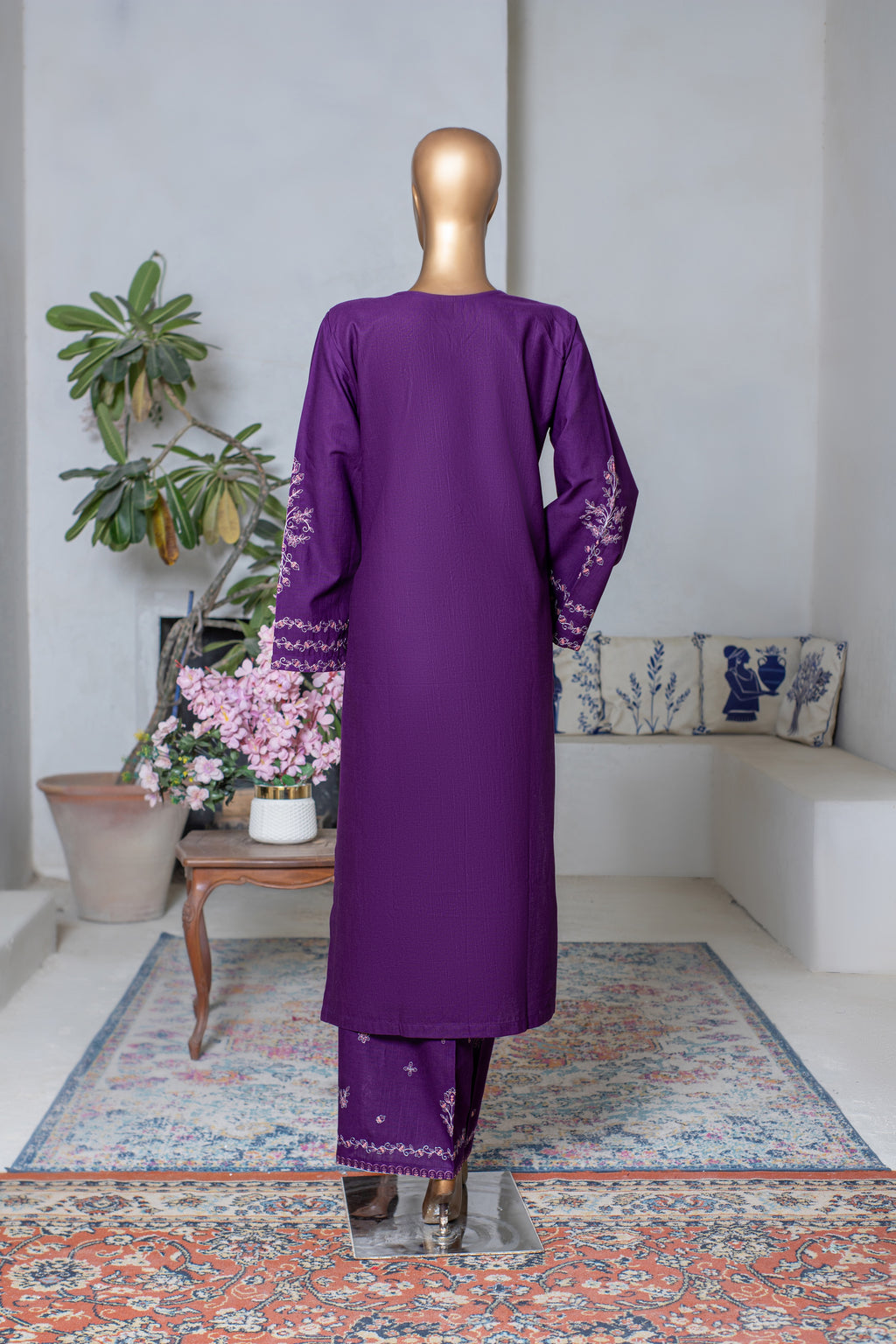 Zahra – Khaddar 2-Piece Embroidered Suit (Purple)
