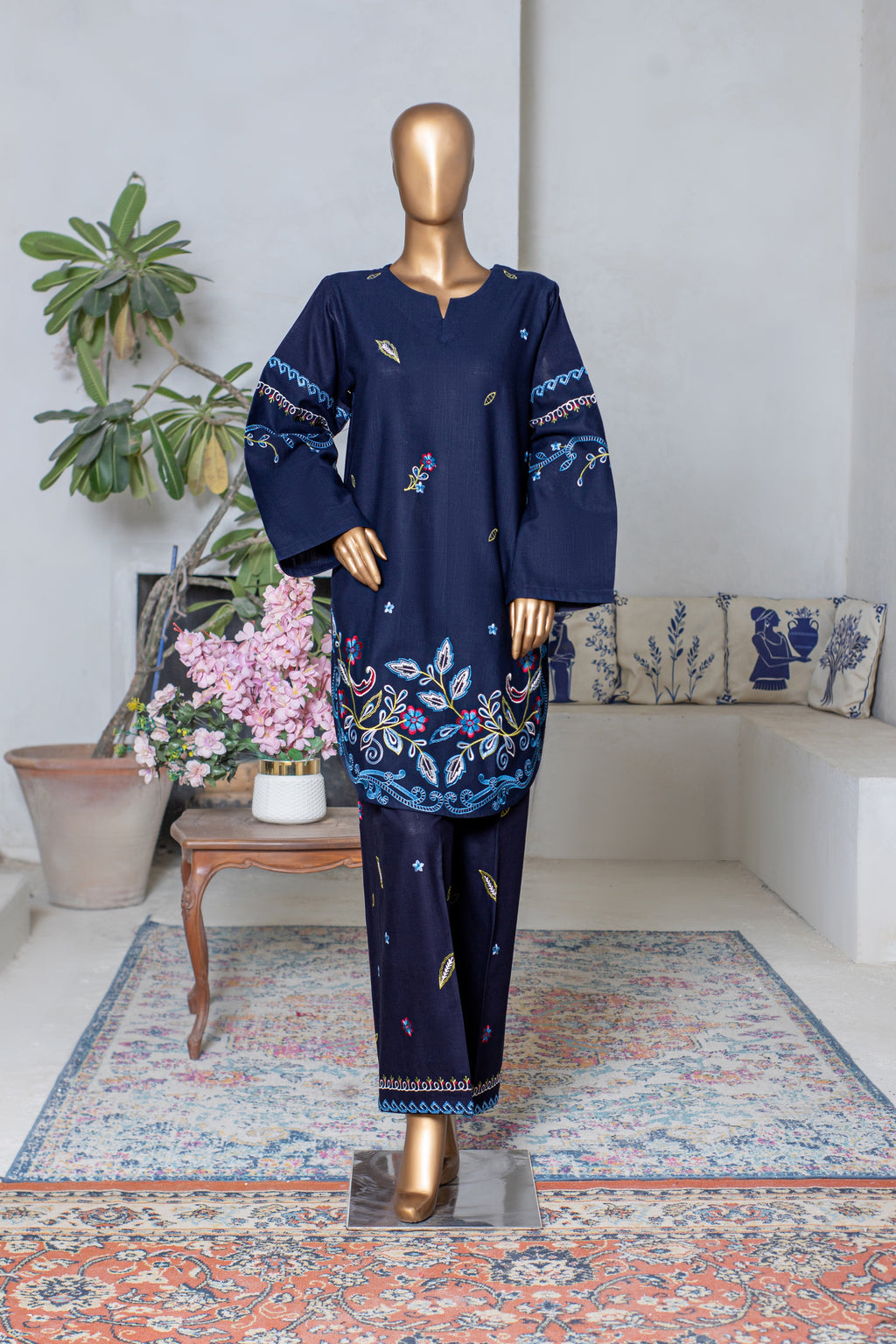 Maysa – Khaddar 2-Piece Embroidered Suit (Navy)