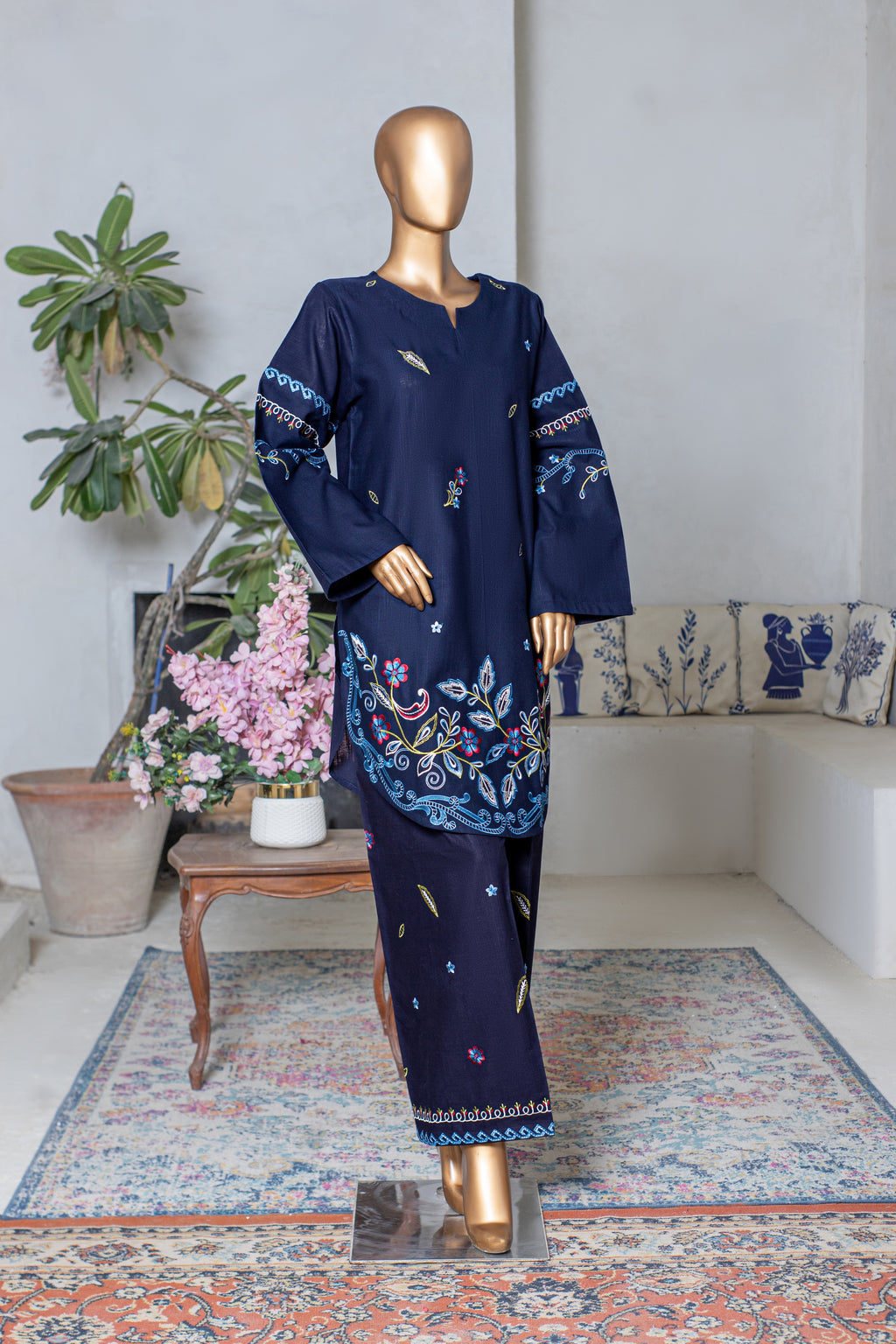 Maysa – Khaddar 2-Piece Embroidered Suit (Navy)