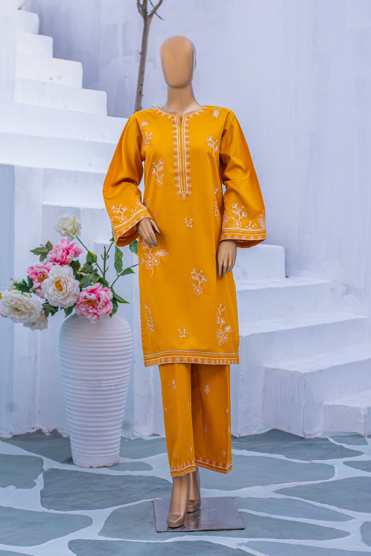 Shama’a – Khaddar 2-Piece Embroidered Suit (Mustard)
